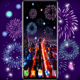 new.years.fireworks.winter.snow.december.snowflakes.city.skyline.night.stars.hd