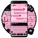 keyboard.theme.pink.black.bowknot.sms