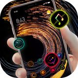 theme.abstract.dark.golden.shining.circles.bright.launcher.wallpaper