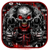 keyboard.theme.red.blood.skull.guns