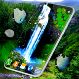 waterfall.water.drops.nature.leaves.trees.lwp