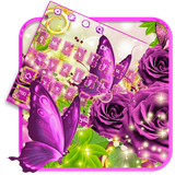 keyboard.theme.purple.rose.butterfly.flower