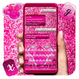 keyboard.theme.pink.glitter.minnie.bowknot