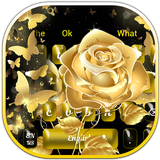 keyboard.theme.golden.butterfly.rose.shiny