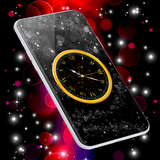 analog.clock.black.dark.stars.gold.red.free