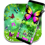 keyboard.theme.colorful.butterfly.green.flower