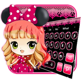 keyboard.theme.cute.pink.girl.black.shine