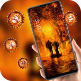 theme.skull.bones.autumn.of.life.painting.wallpaper