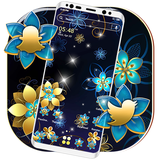golden.blue.flower.launcher.theme