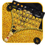 keyboard.theme.gold.lock.luxury.zipper.glitter