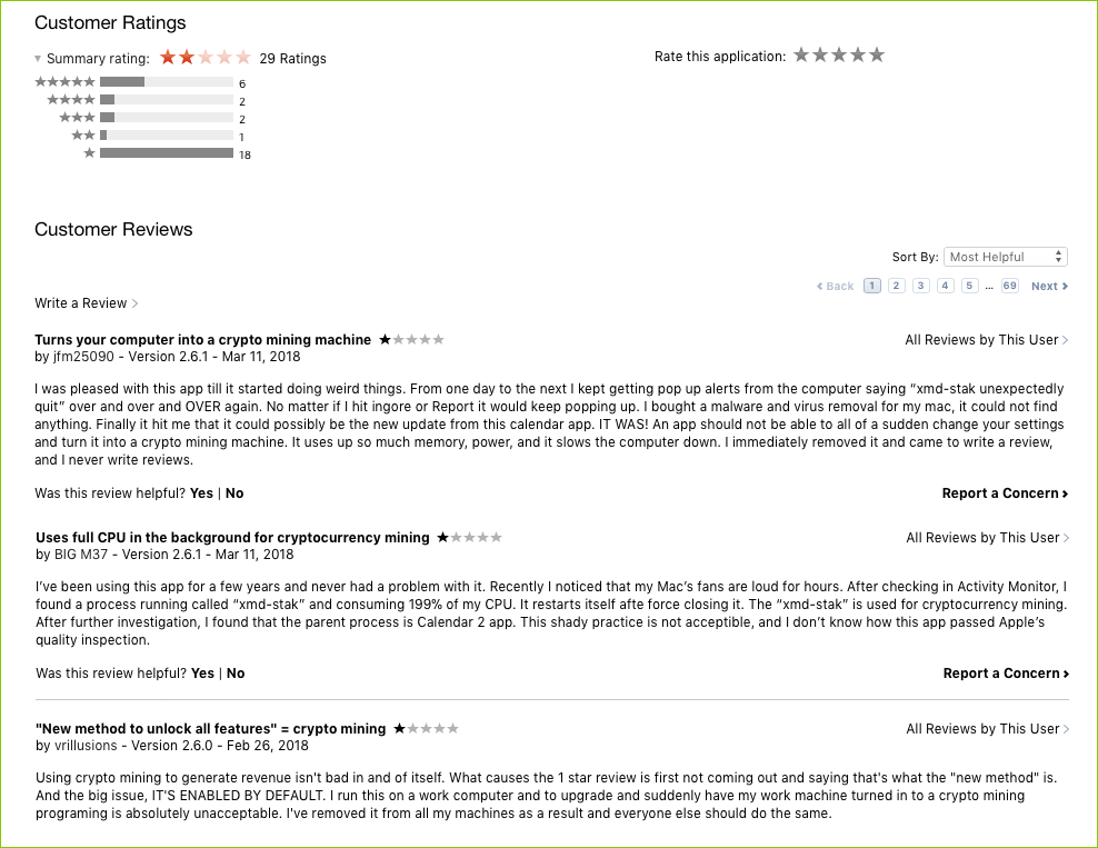 نظرات منفی کاربران درباره برنامه Calendar 2