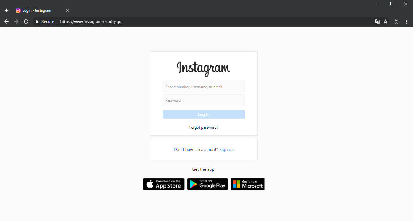 صفحه فیشینگ اینستاگرام