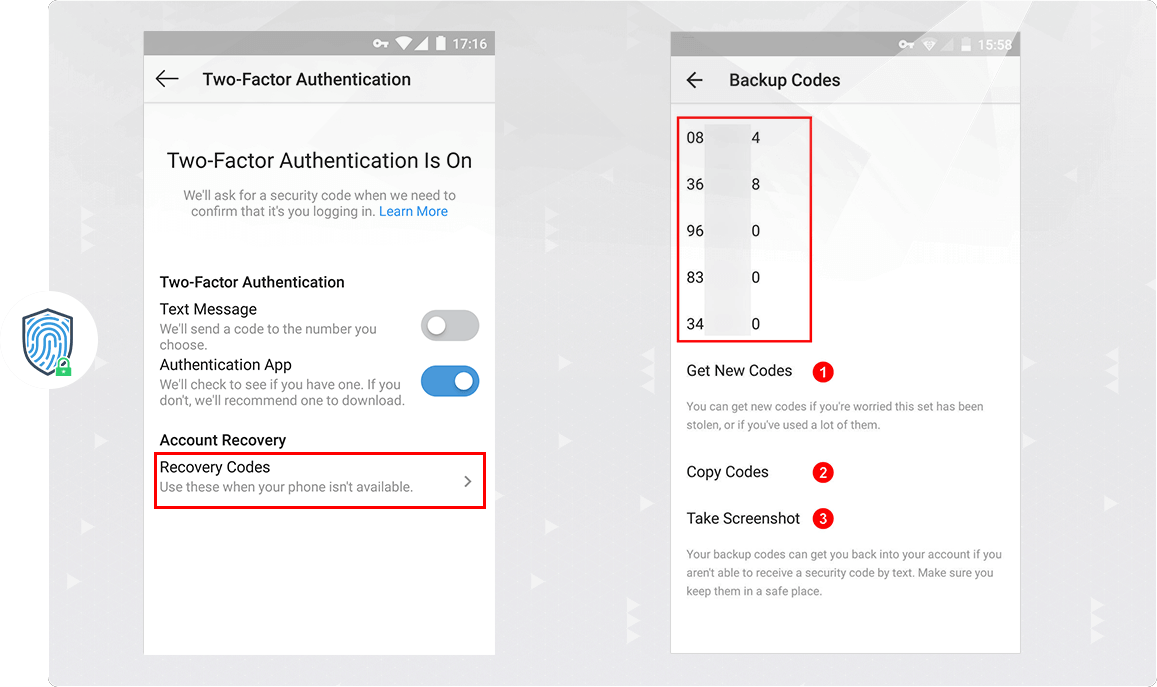 دریافت کد بکاپ اینستاگرام