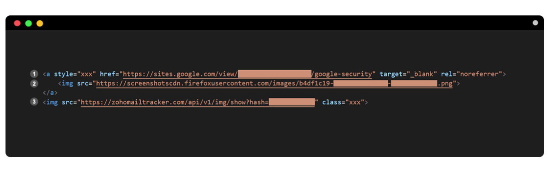 نمونهای از کدهای مربوط به ایمیل فیشینگ ارسال شده به قربانیان