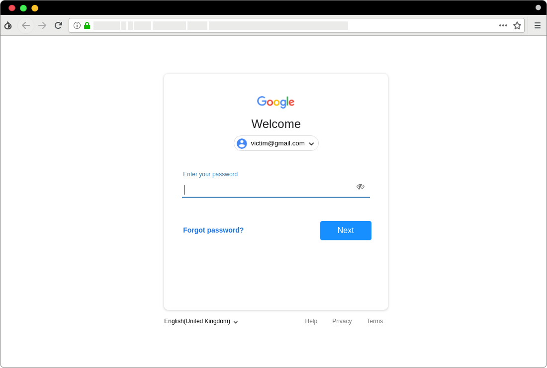 صفحه جعلی وارد کردن رمز عبور برای ورود به حساب جیمیل