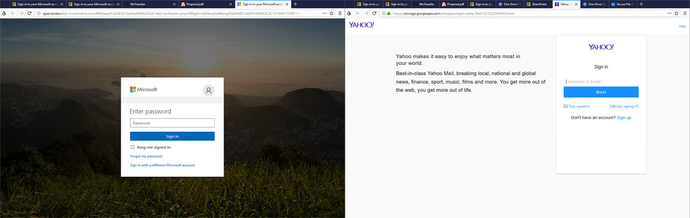 نمونهای از صفحات فیشینگ به کار رفته در این حملات