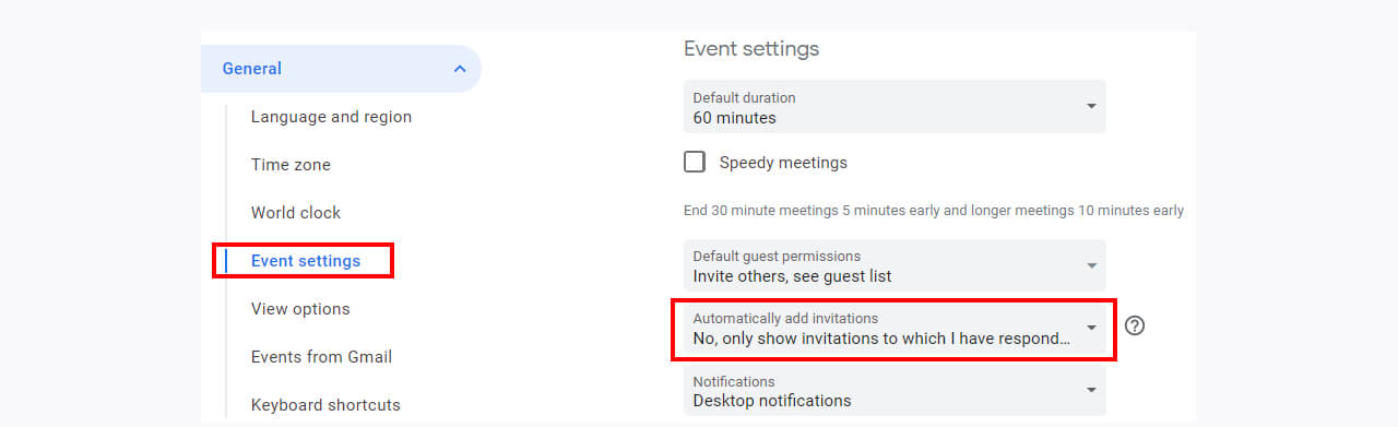 تنظیمات تقویم گوگل برای مقابله با هرزنامه
