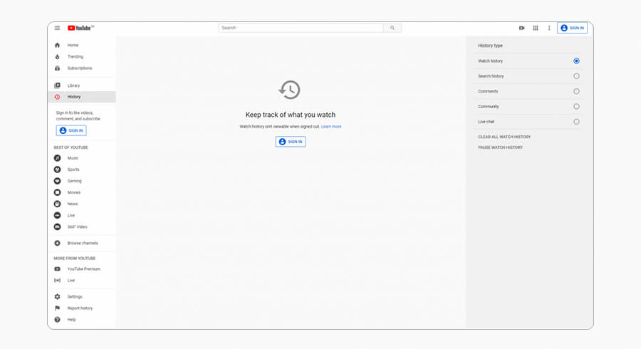 سوابق یوتیوب و چیزهایی که به اشتراک میگذارید